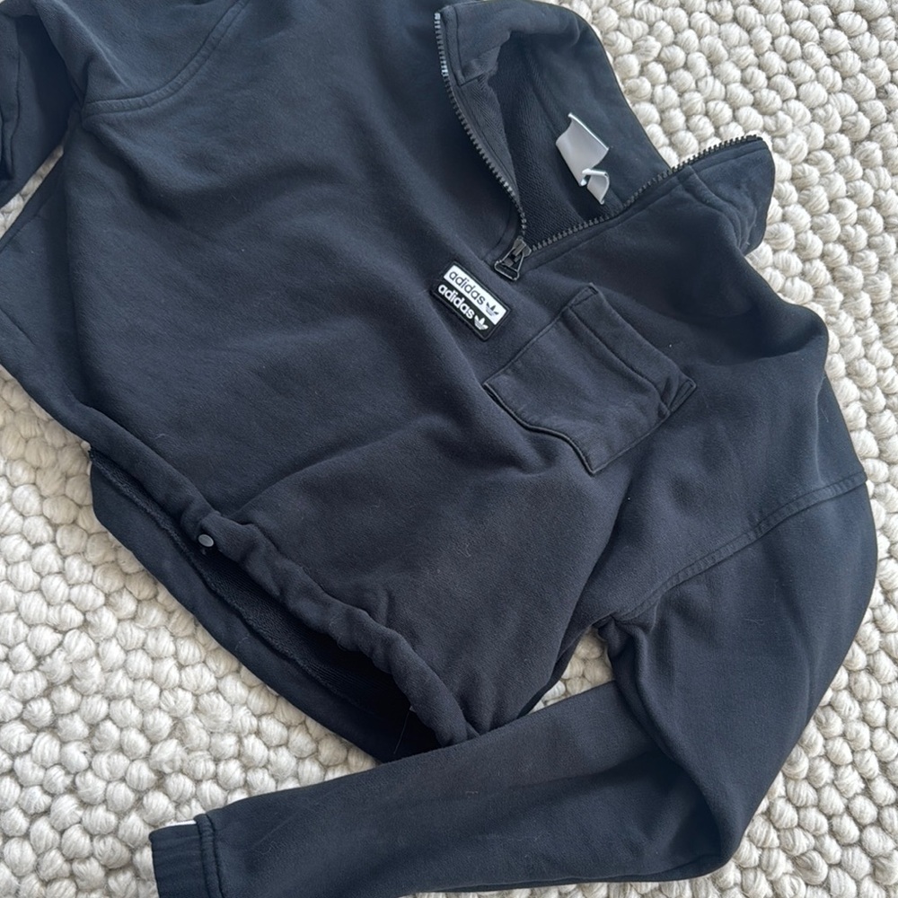 Adidas Black Cropped Sweatshirt - Picture 2 of 3